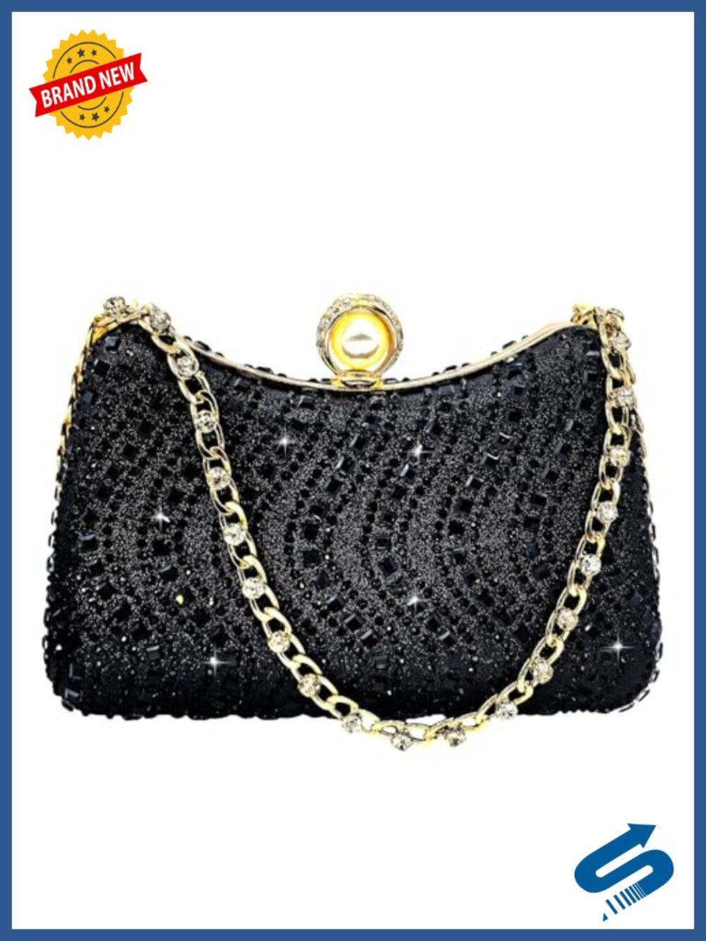 Rhinestone Crystal Clutch Purse Metal Frame Evening Bag Wedding Party